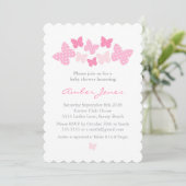 Invitation Baby shower papillon - rose (Debout devant)