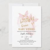 Invitation Baby shower papillon rose (Devant)