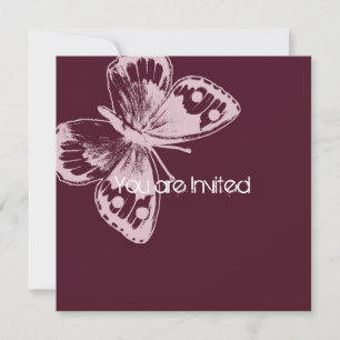 Invitation Baby shower papillon rose