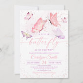 Invitation Baby shower papillon rose (Devant)