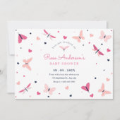 Invitation Baby shower papillon rose (Devant)