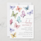 Invitation Baby shower papillon rose (Devant)