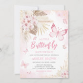 Invitation Baby shower papillon rose (Devant)