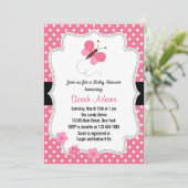 Invitation Baby shower Papillon rose (Debout devant)