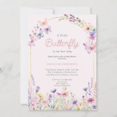 Invitation Baby shower papillon rose de charme (Devant)