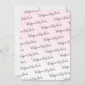 Invitation Baby Shower Papillon Rose Écriture Manuscrit Fleur (Dos)