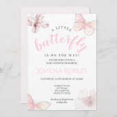 Invitation Baby shower papillon rose fille (Devant / Derrière)