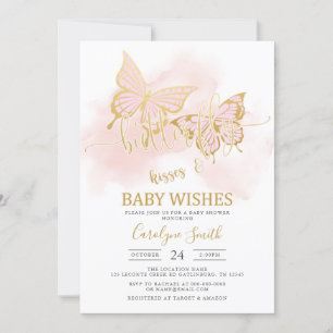 Invitation Baby shower papillon rose Modèle d'invitation