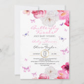 Invitation Baby shower papillon rose pâle (Devant)