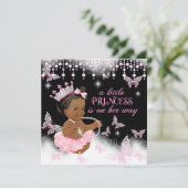 Invitation Baby shower papillon rose Princess Ethnic (Debout devant)