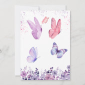 Invitation Baby Shower Papillon Rose Violet (Dos)