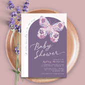 Invitation Baby shower papillon rose violet
