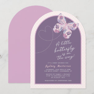 Invitation Baby shower papillon rose violet