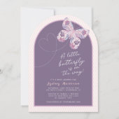 Invitation Baby shower papillon rose violet (Devant)