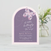 Invitation Baby shower papillon rose violet (Debout devant)