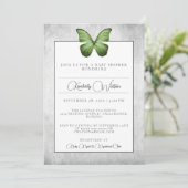 Invitation Baby shower papillon vert (Debout devant)