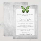 Invitation Baby shower papillon vert (Devant / Derrière)