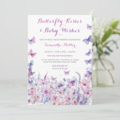 Invitation Baby Shower Papillon Violet (Debout devant)