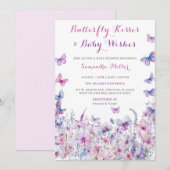 Invitation Baby Shower Papillon Violet (Devant / Derrière)