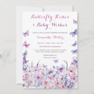 Invitation Baby Shower Papillon Violet