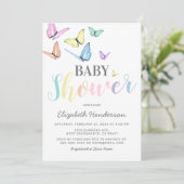 Invitation Baby Shower Papillons Arc-en-ciel Pastel (Debout devant)