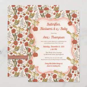 Invitation Baby Shower Papillons & Fleurs Poétique Floral