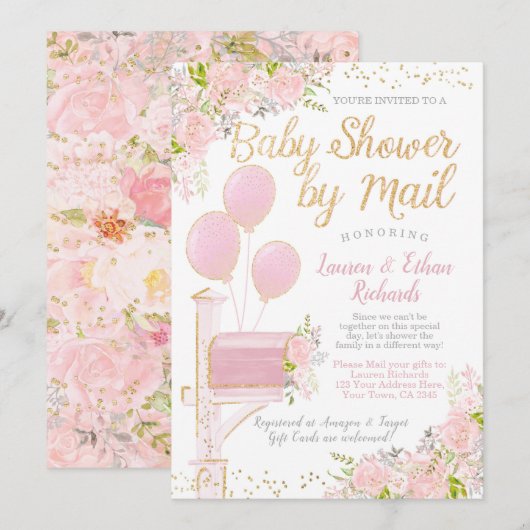 Invitation Baby shower par courrier (Devant / Derrière)