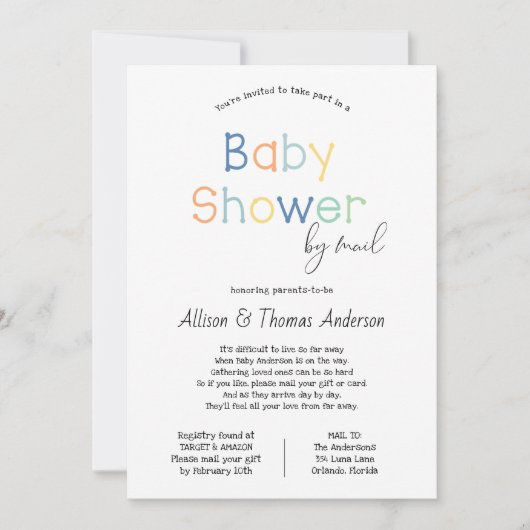 Invitation Baby shower par courrier (Devant)