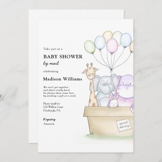 Invitation Baby shower par courrier (Devant / Derrière)