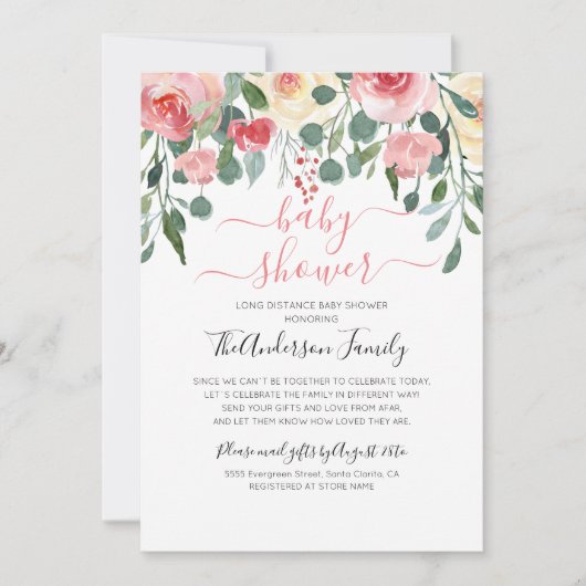 Invitation Baby Shower par courrier à longue distance (Devant)