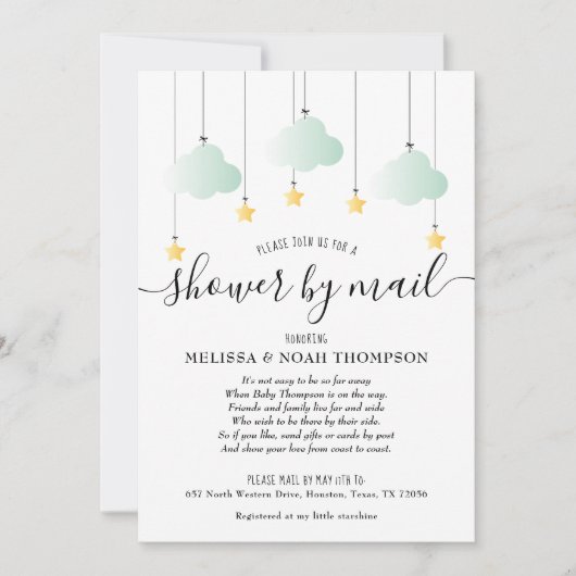 Invitation Baby Shower par courrier à longue distance Neutre  (Devant)