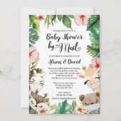 Invitation Baby shower par courrier | Amis Safari masqués mig (Devant)