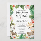 Invitation Baby shower par courrier | Amis Safari masqués mig (Devant)