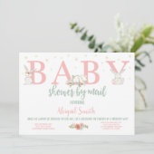 Invitation Baby shower Par Courrier, Baby shower Bunny (Debout devant)
