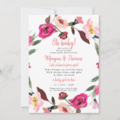 Invitation baby shower par courrier du baby shower rose loint (Devant)