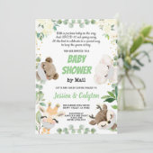Invitation Baby shower Par Courrier Genre Neutre Bois Animal (Debout devant)