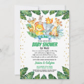 Invitation Baby shower par courrier Les animaux de la jungle  (Devant)