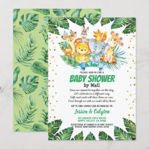 Invitation Baby shower par courrier Les animaux de la jungle 