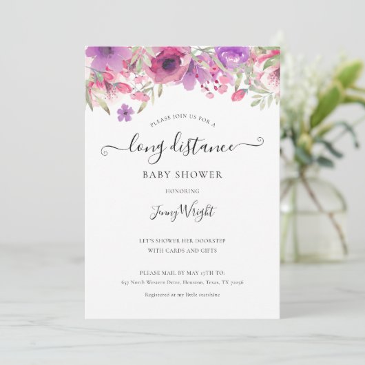 Invitation Baby shower Par Courrier Longue Distance Parsemer  (Debout devant)