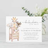 Invitation Baby shower Par Courrier Masqué Baby Animals Gold (Debout devant)