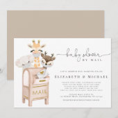 Invitation Baby shower Par Courrier Masqué Baby Animals Gold (Devant / Derrière)