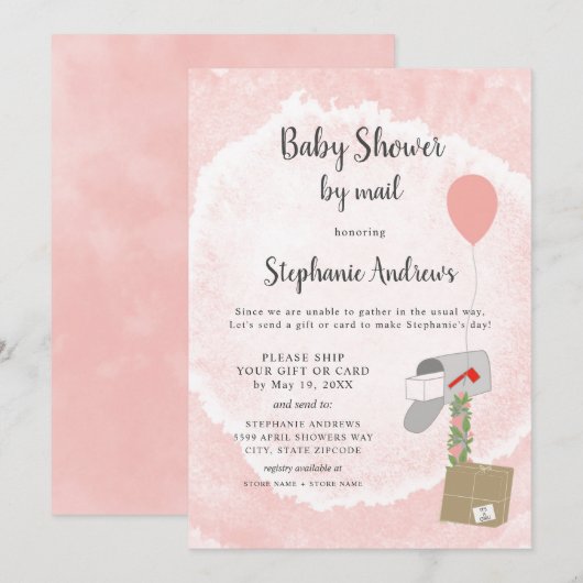 Invitation Baby shower par courrier pour fille (Devant / Derrière)