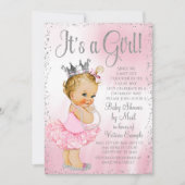 Invitation Baby Shower par courrier Rose Princesse Baby Showe (Devant)
