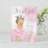 Invitation Baby Shower par courrier Rose Princesse Baby Showe (Debout devant)