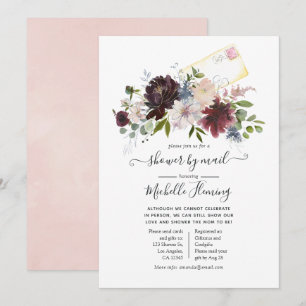 Invitation Baby shower par courrier sur le thème floral borde
