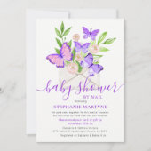 Invitation Baby shower Par Enveloppe Papillon Courrier Purple (Devant)
