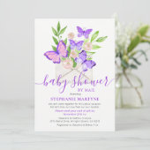 Invitation Baby shower Par Enveloppe Papillon Courrier Purple (Debout devant)