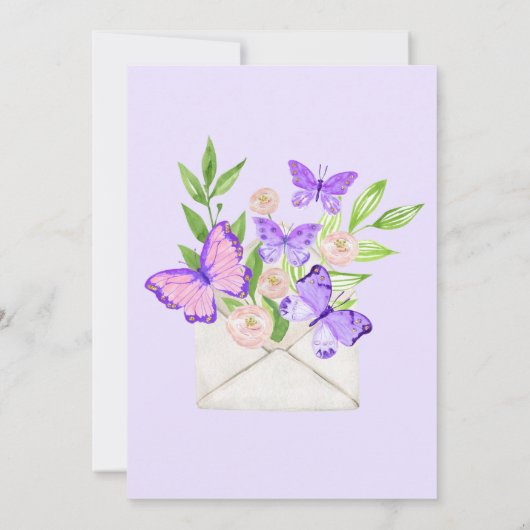 Invitation Baby shower Par Enveloppe Papillon Courrier Purple (Dos)