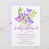 Invitation Baby shower Par Enveloppe Papillon Courrier Purple (Devant / Derrière)