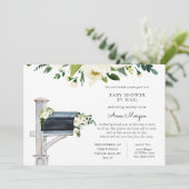 Invitation Baby shower par Fleurs blanches Mail dans la boîte (Debout devant)